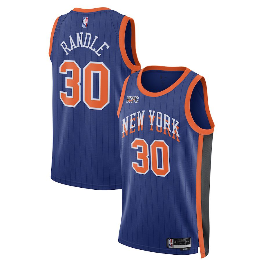 Men New York Knicks #30 Julius Randle Nike Blue City Edition 2023-24 Swingman NBA Jersey